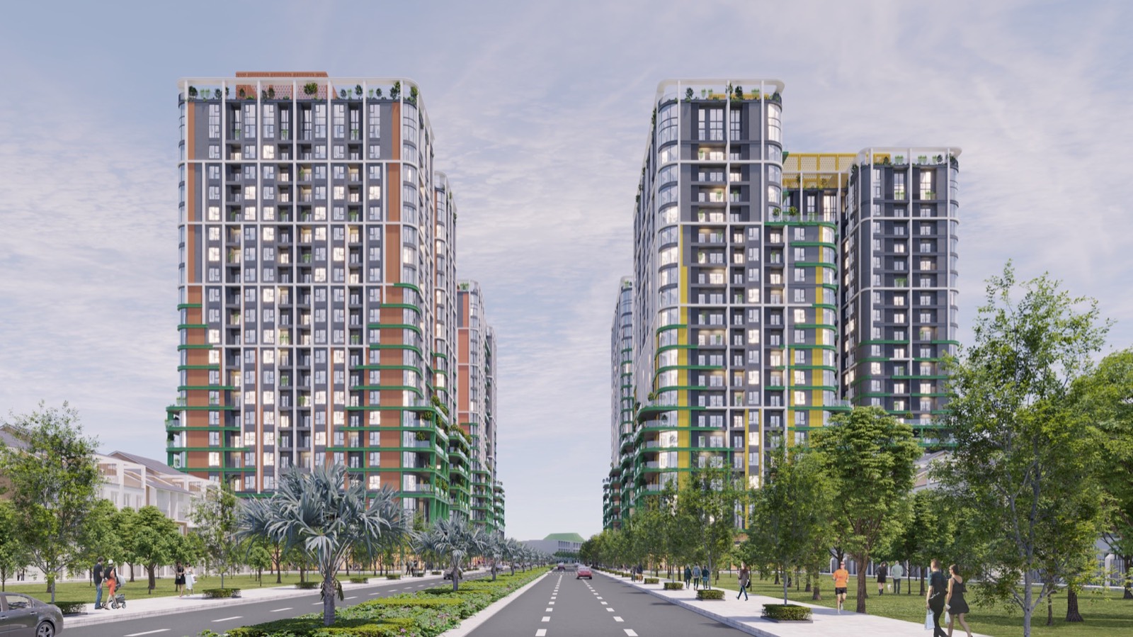 Phối cảnh hai tòa nhìn từ đại lộ