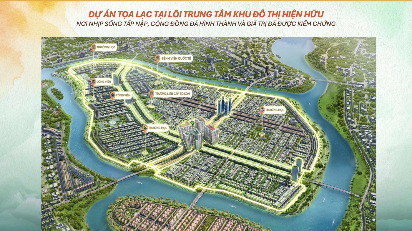 Vị trí FourS Tower trong khu đô thị Sun Riverpolis